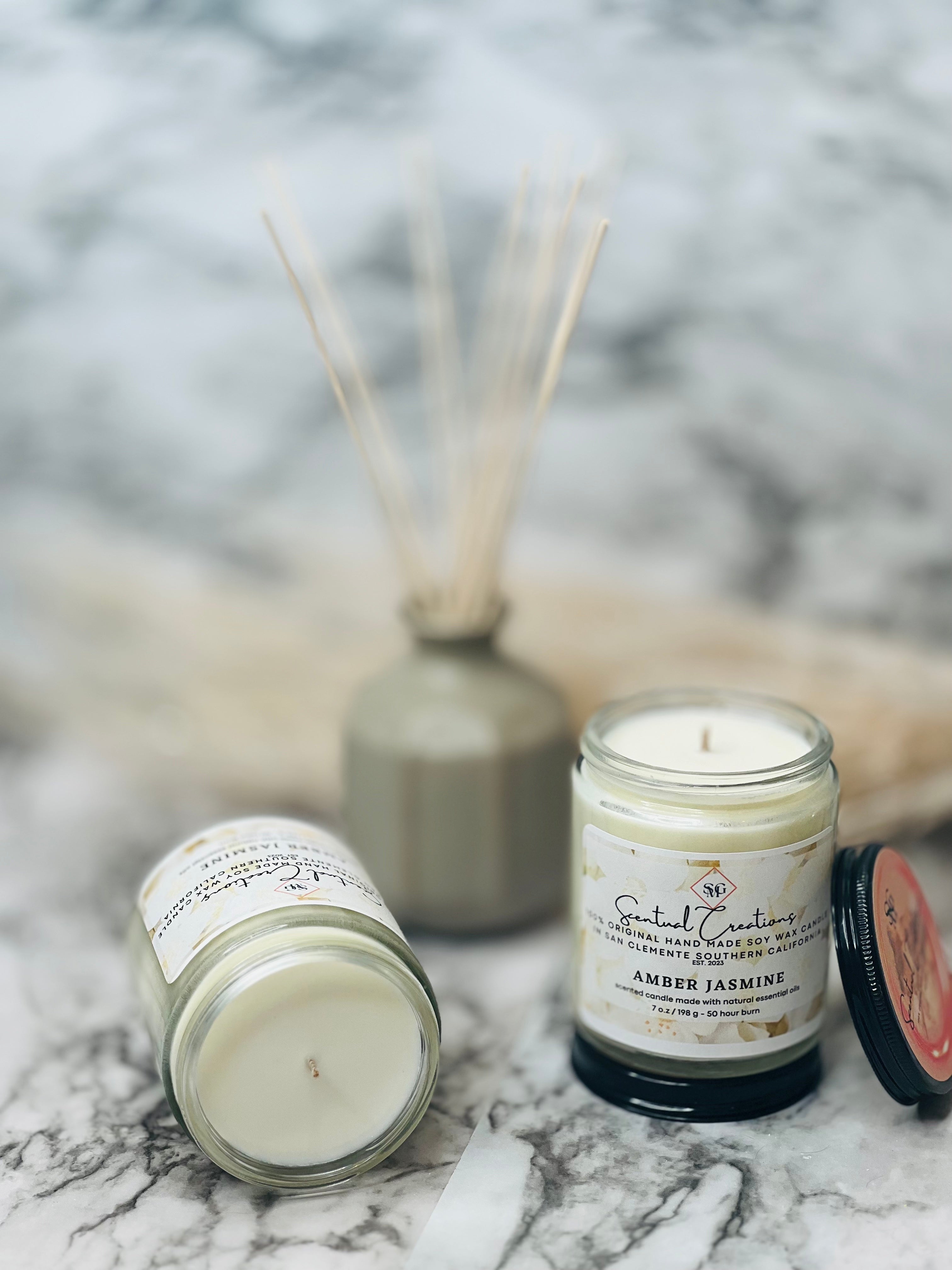 Amber Jasmine Soy Candle Vegan Candle Natural Soy Wax Candle Toxic