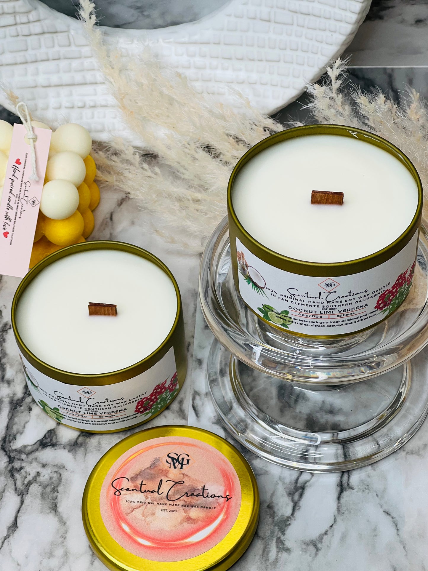 Coconut Lime Verbena Soy Candle Vegan Candle Natural Soy Wax Candle Toxic Free Candle Aromatherapy Candle Hand Poured Candle