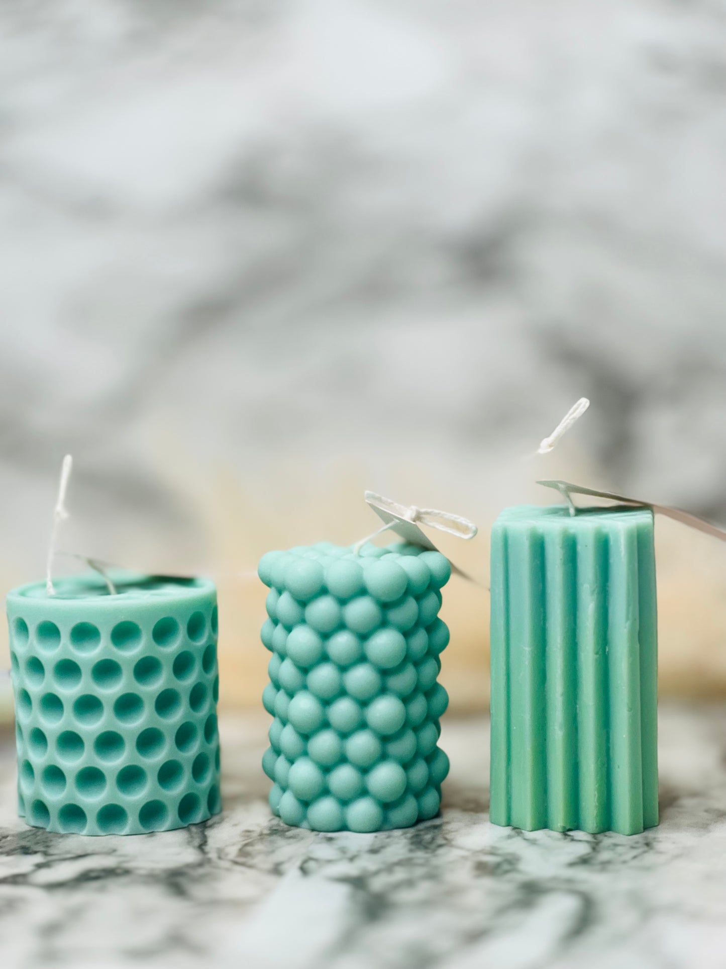 Assorted Modern Ribbed Pillar Candle | Bubble Candle | Decorative Candle