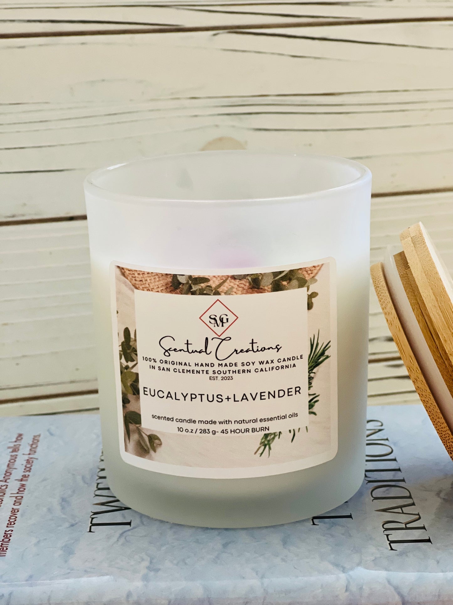 Eucalyptus + Lavender Soy Candle Vegan Candle Natural Soy Wax Candle Toxic Free Candle Aromatherapy Candle Hand Poured Candle