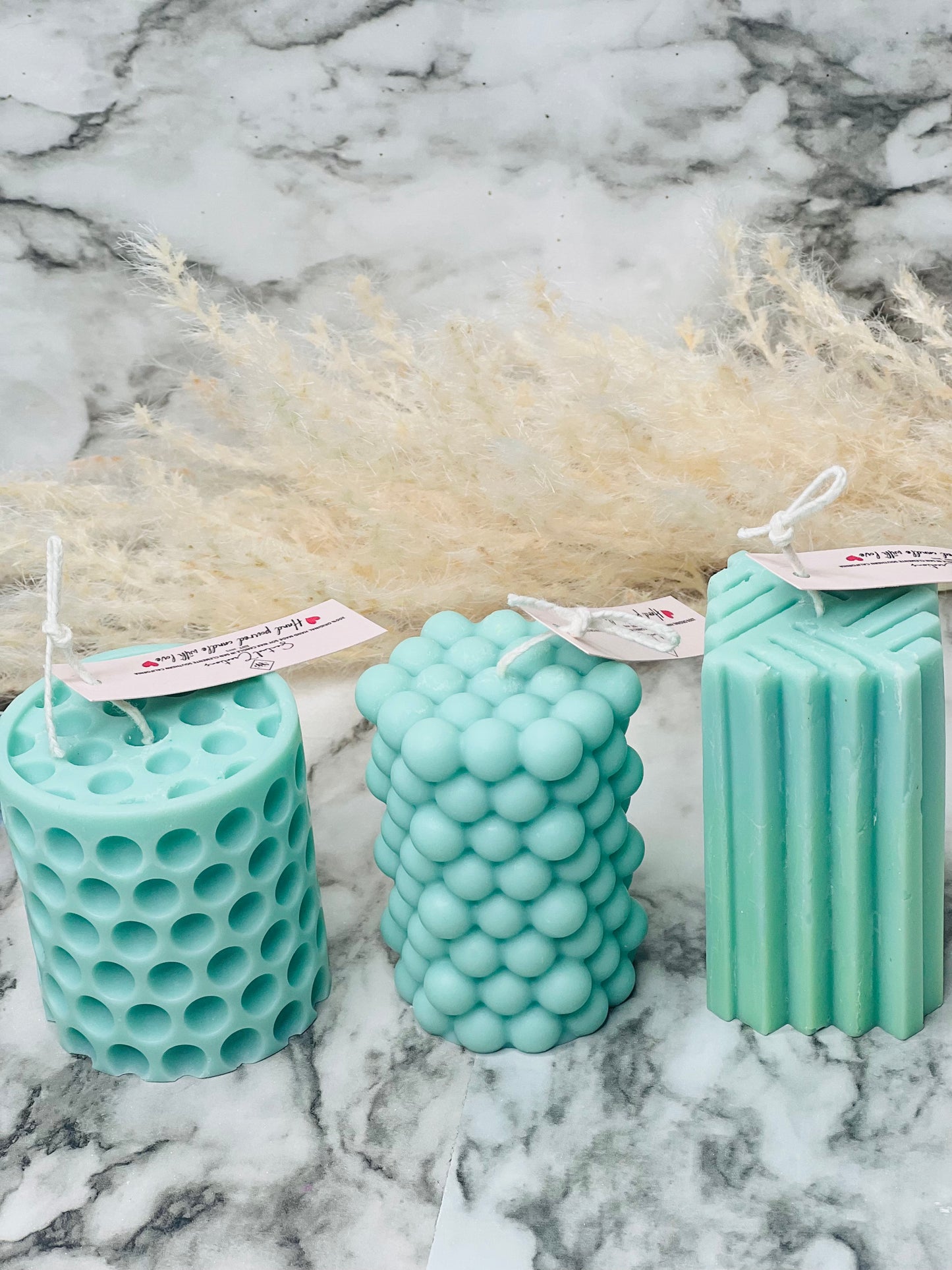 Assorted Modern Ribbed Pillar Candle | Bubble Candle | Decorative Candle