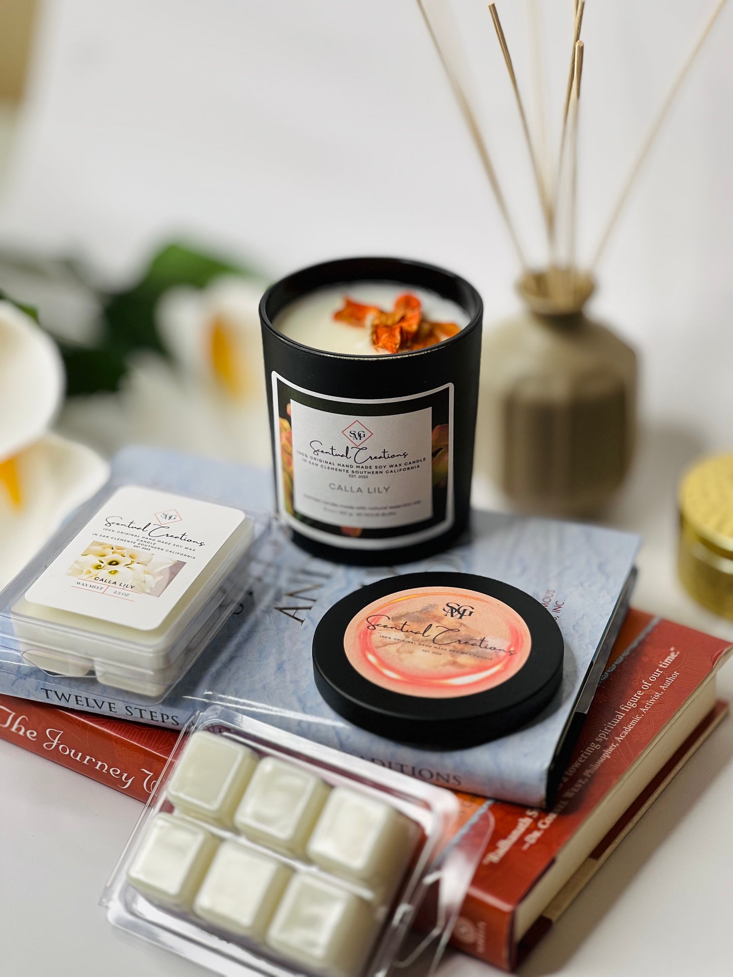 Calla Lily Soy Candle Vegan Candle Natural Soy Wax Candle Toxic Free Candle Aromatherapy Candle Hand Poured Candle
