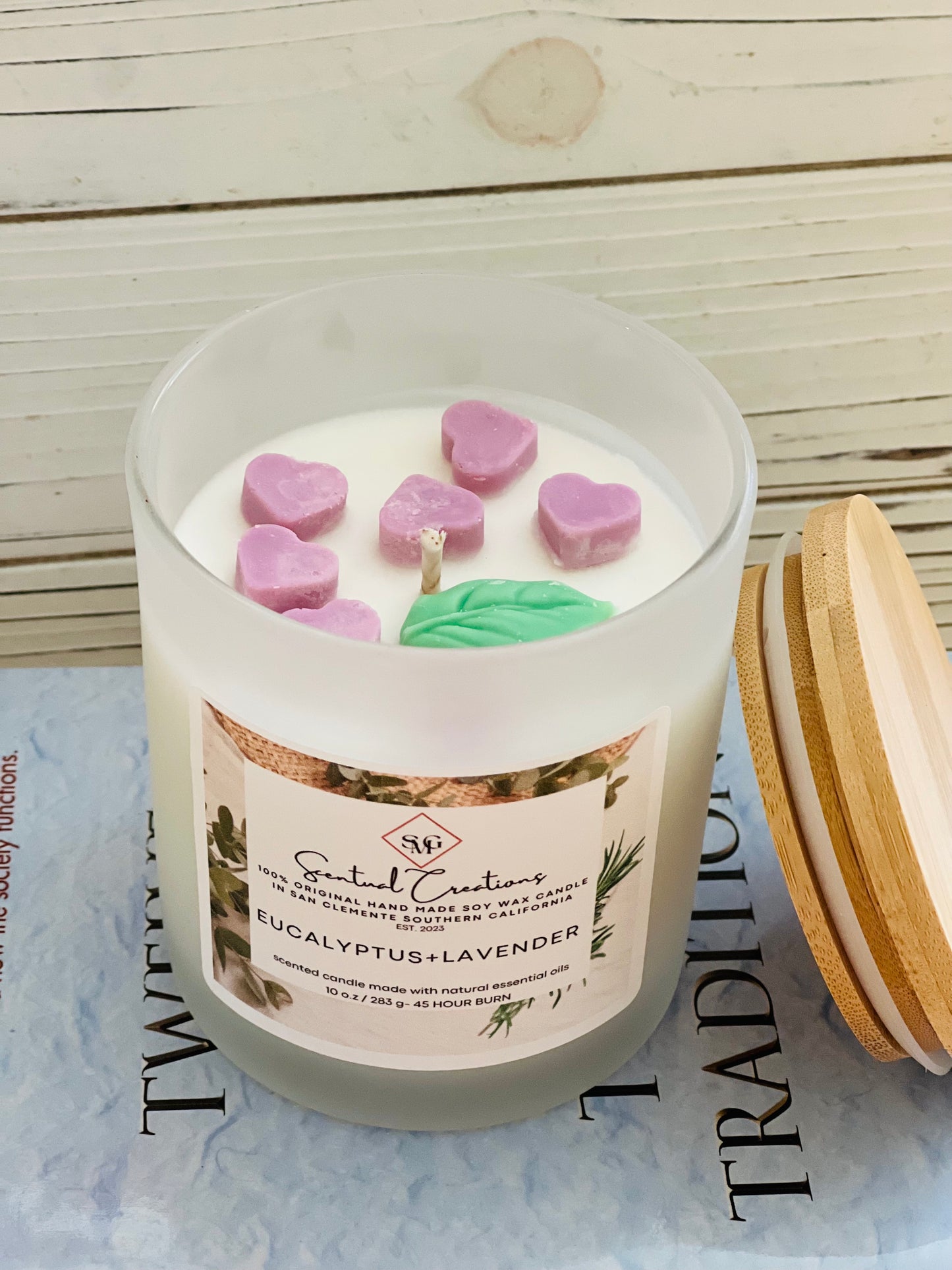 Eucalyptus + Lavender Soy Candle Vegan Candle Natural Soy Wax Candle Toxic Free Candle Aromatherapy Candle Hand Poured Candle