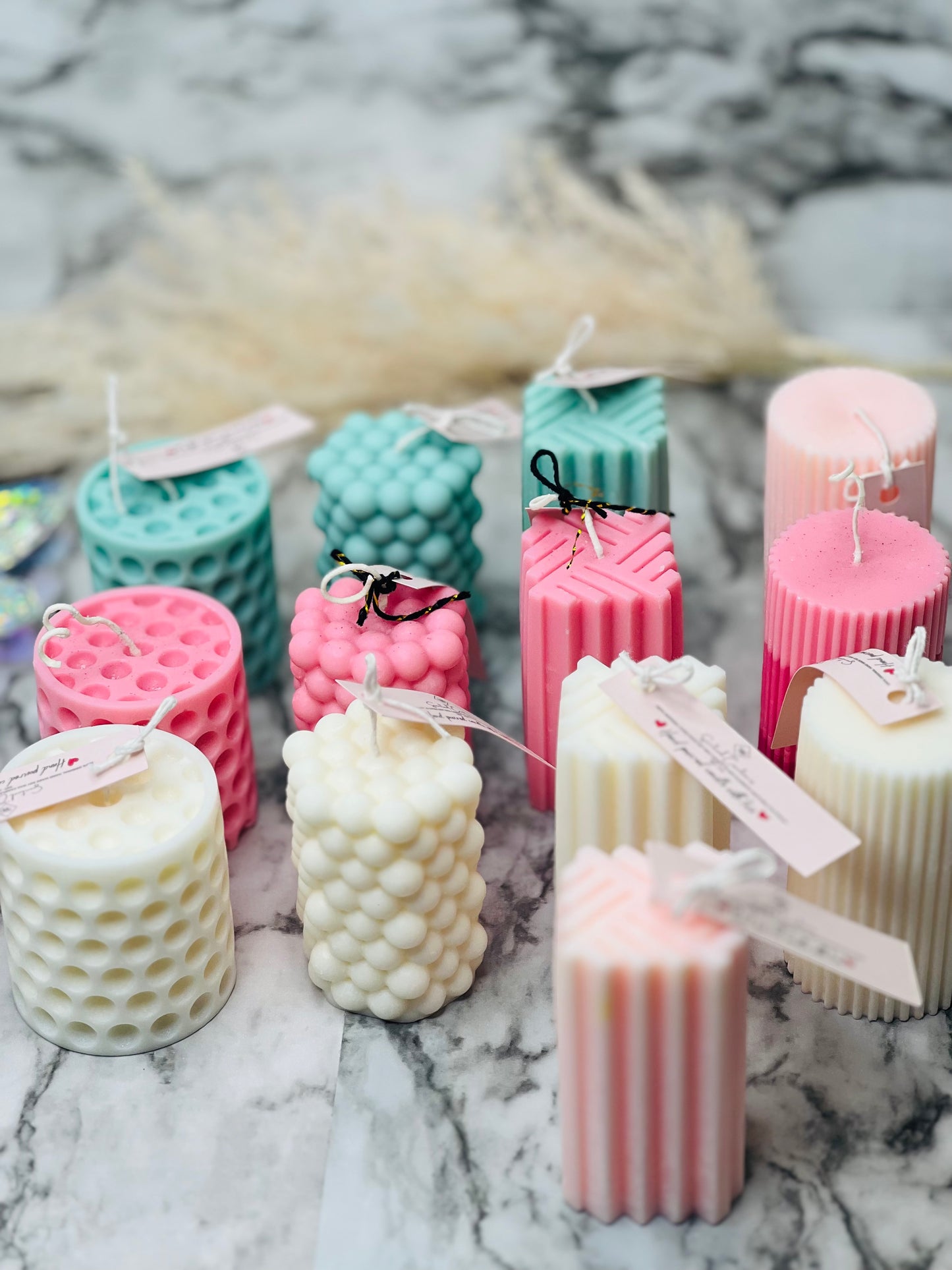 Assorted Modern Ribbed Pillar Candle | Bubble Candle | Decorative Candle