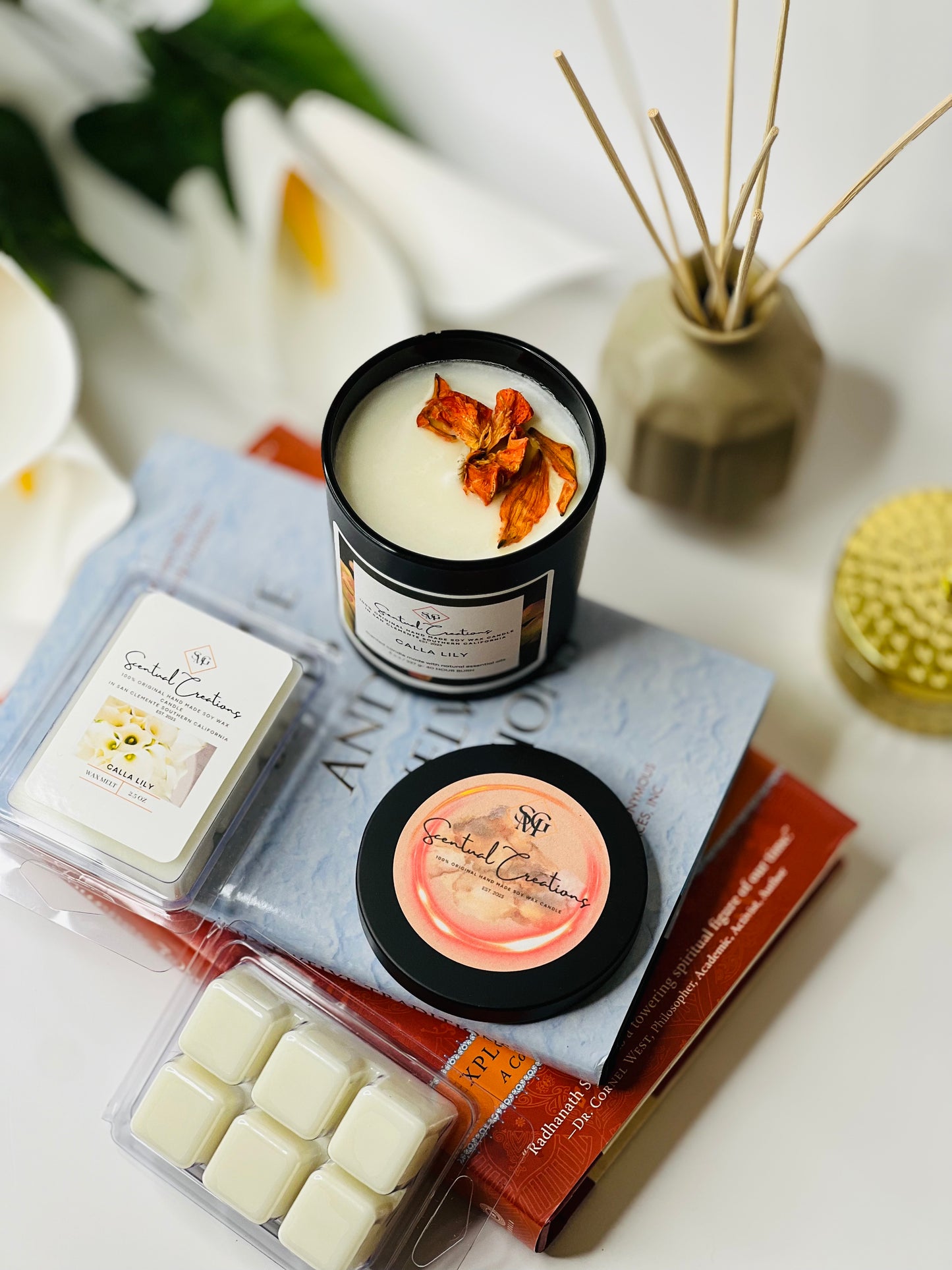 Calla Lily Soy Candle Vegan Candle Natural Soy Wax Candle Toxic Free Candle Aromatherapy Candle Hand Poured Candle