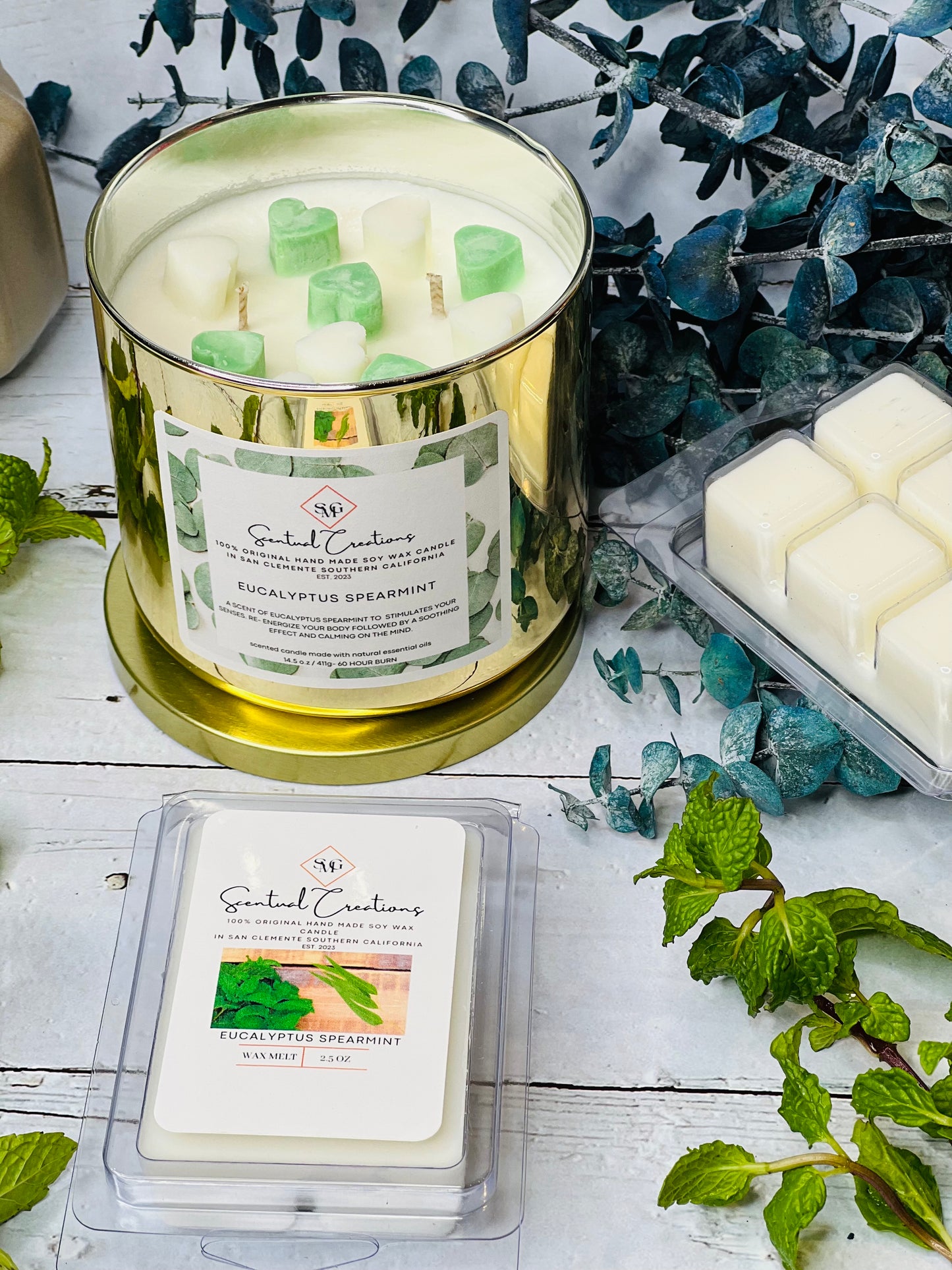 Eucalyptus Spearmint Soy Candle Vegan Candle Natural Soy Wax Candle Toxic Free Candle Aromatherapy Candle Hand Poured Candle