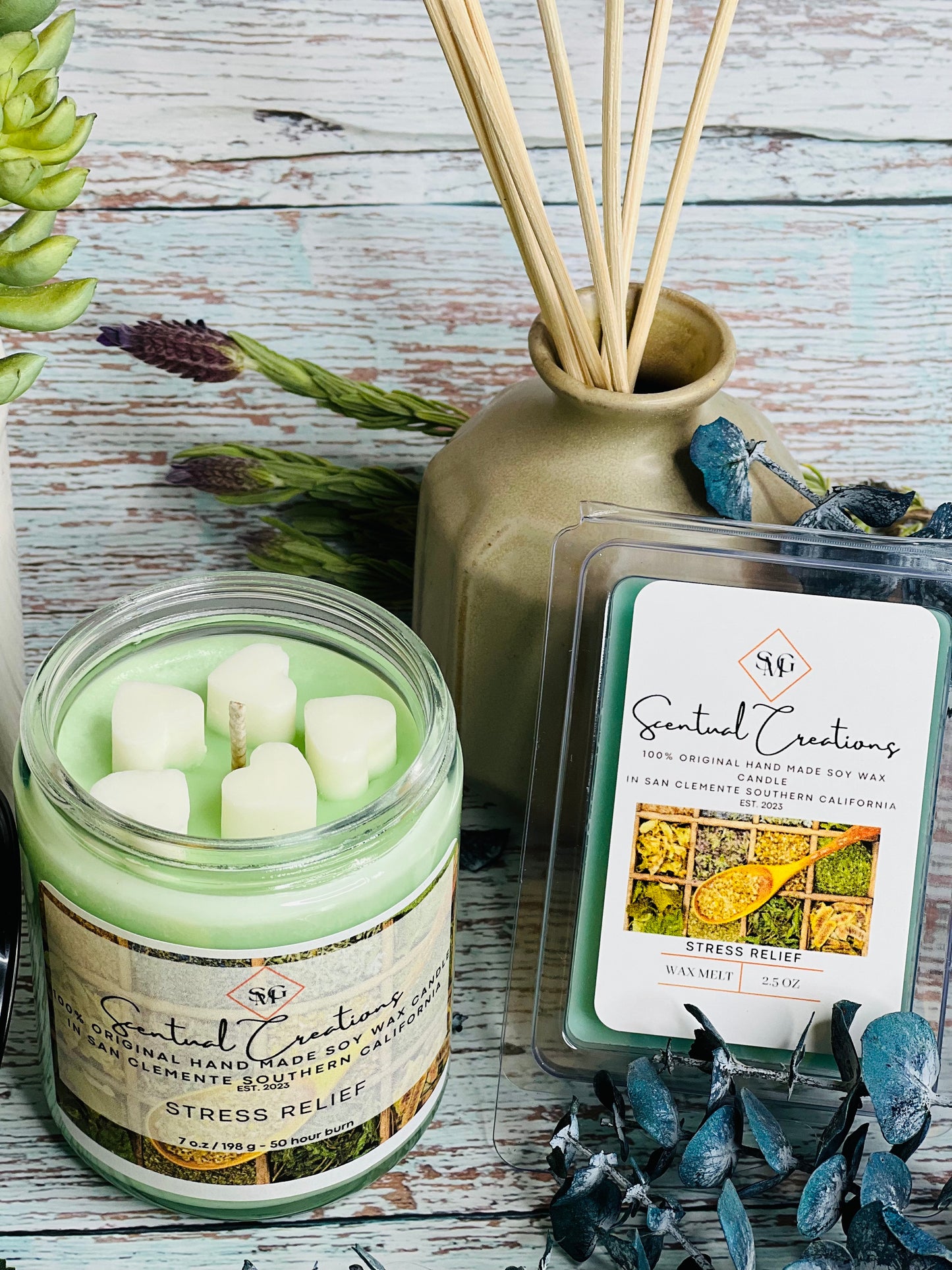 Stress Relief Soy Candle Vegan Candle Natural Soy Wax Candle Toxic Free Candle Aromatherapy Candle Hand Poured Candle