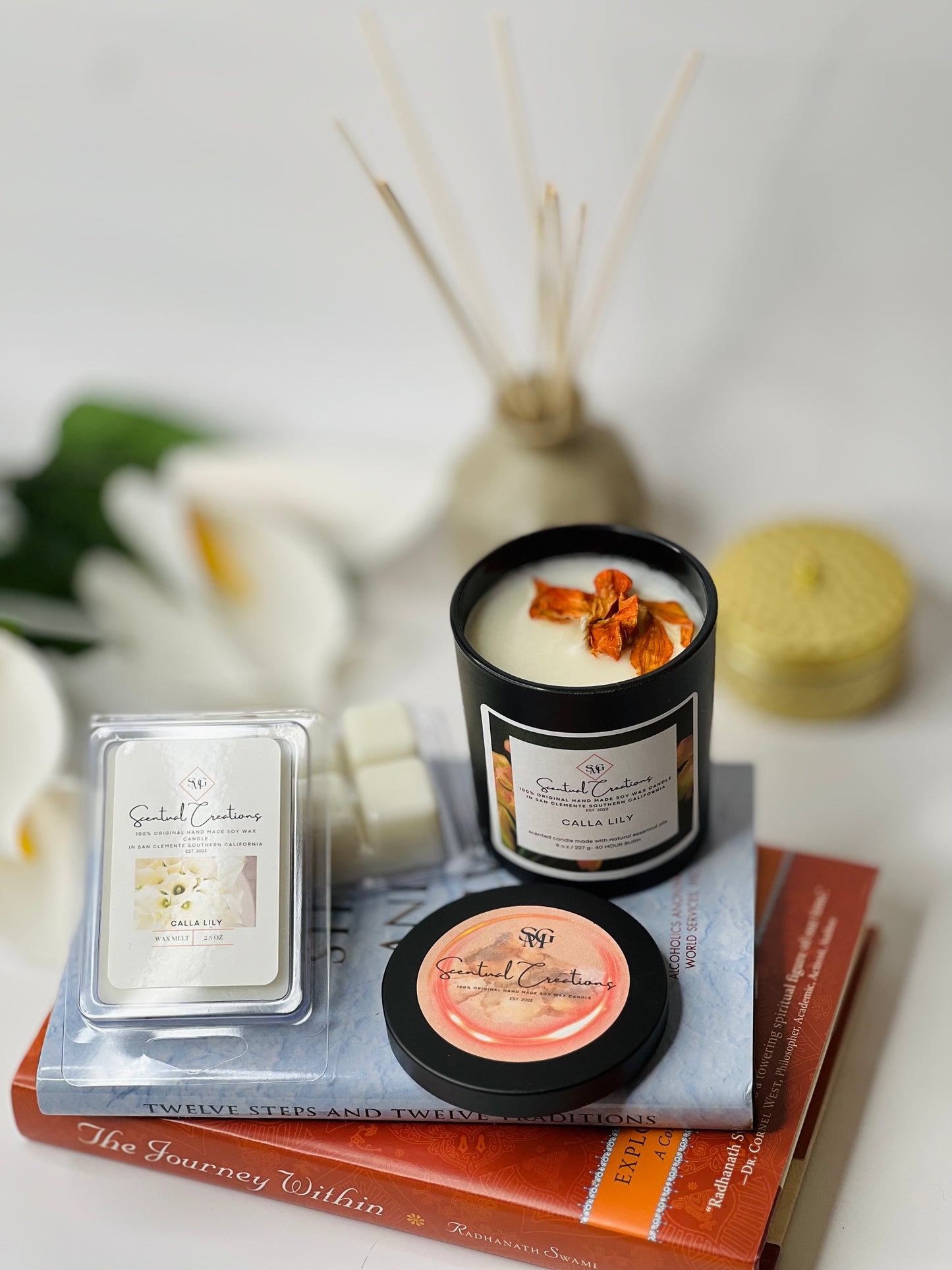 Calla Lily Soy Candle Vegan Candle Natural Soy Wax Candle Toxic Free Candle Aromatherapy Candle Hand Poured Candle