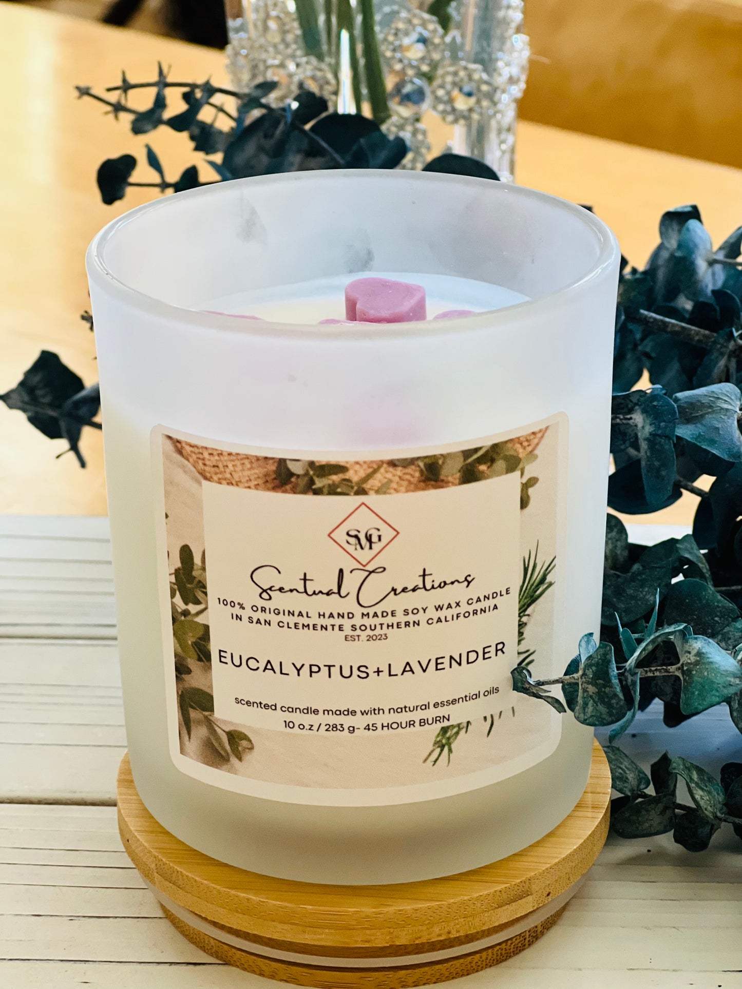 Eucalyptus + Lavender Soy Candle Vegan Candle Natural Soy Wax Candle Toxic Free Candle Aromatherapy Candle Hand Poured Candle