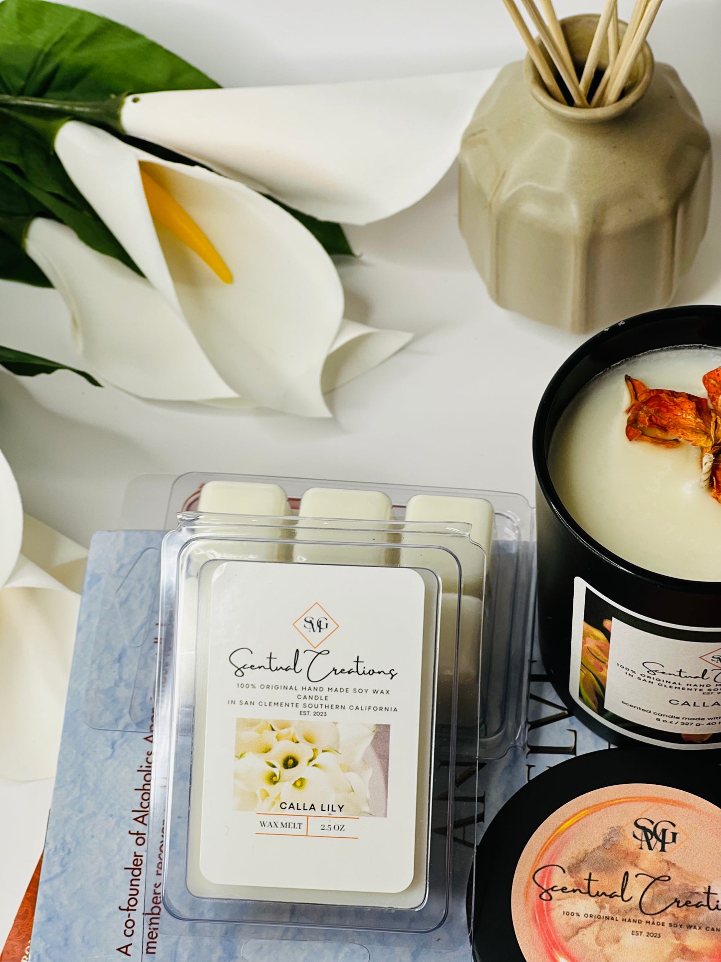 Calla Lily Soy Candle Vegan Candle Natural Soy Wax Candle Toxic Free Candle Aromatherapy Candle Hand Poured Candle