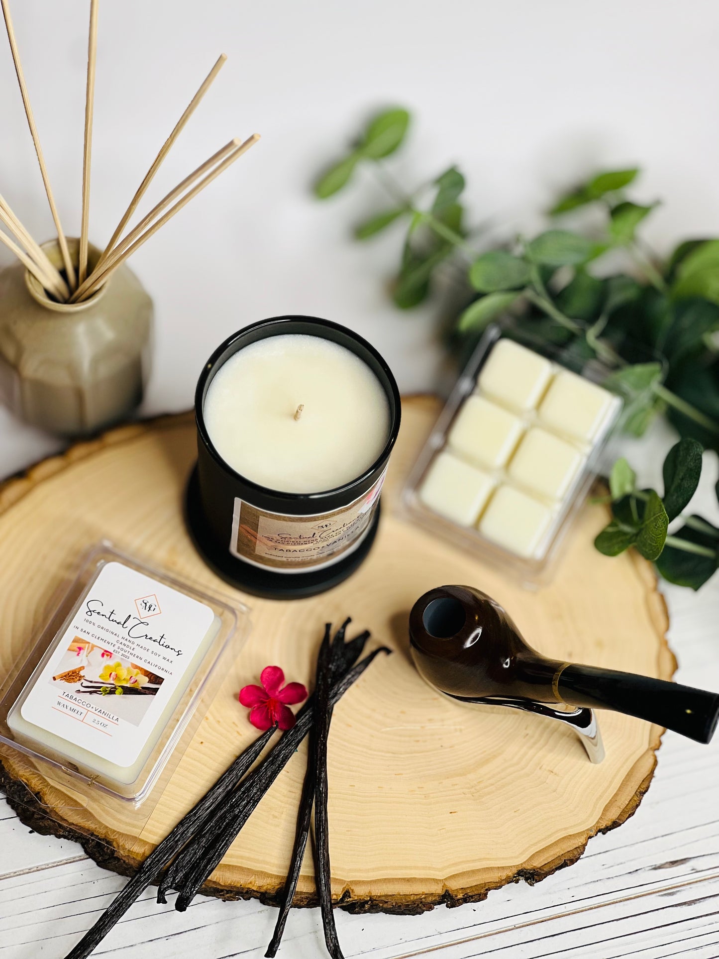 Tobacco + Vanilla Soy Candle Vegan Candle Natural Soy Wax Candle Toxic Free Candle Aromatherapy Candle Hand Poured Candle