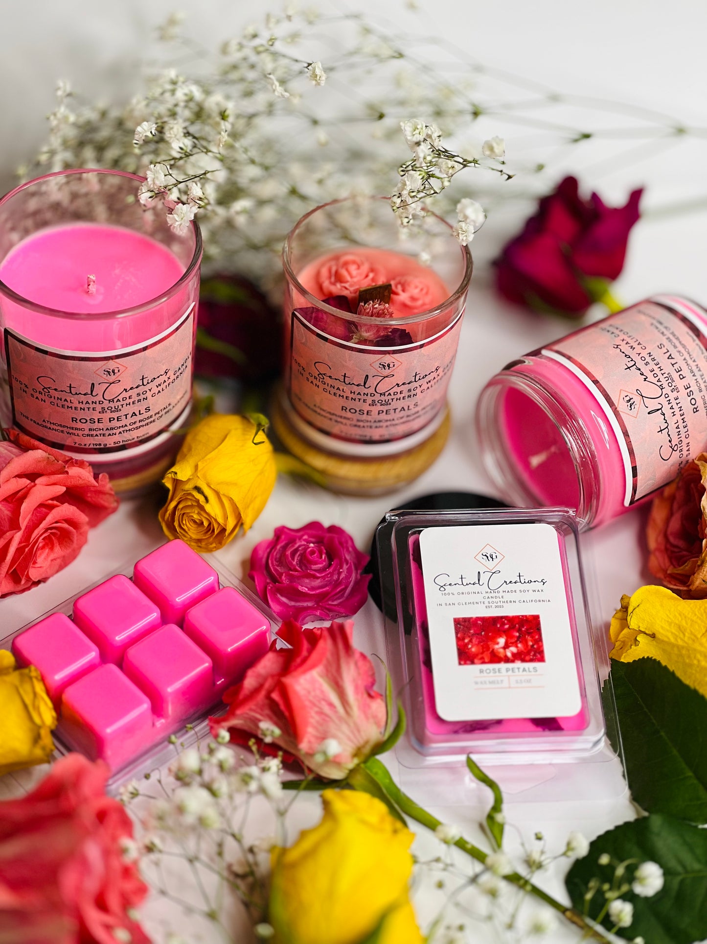 Rose Petals Soy Candle Vegan Candle Natural Soy Wax Candle Toxic Free Candle Aromatherapy Candle Hand Poured Candle