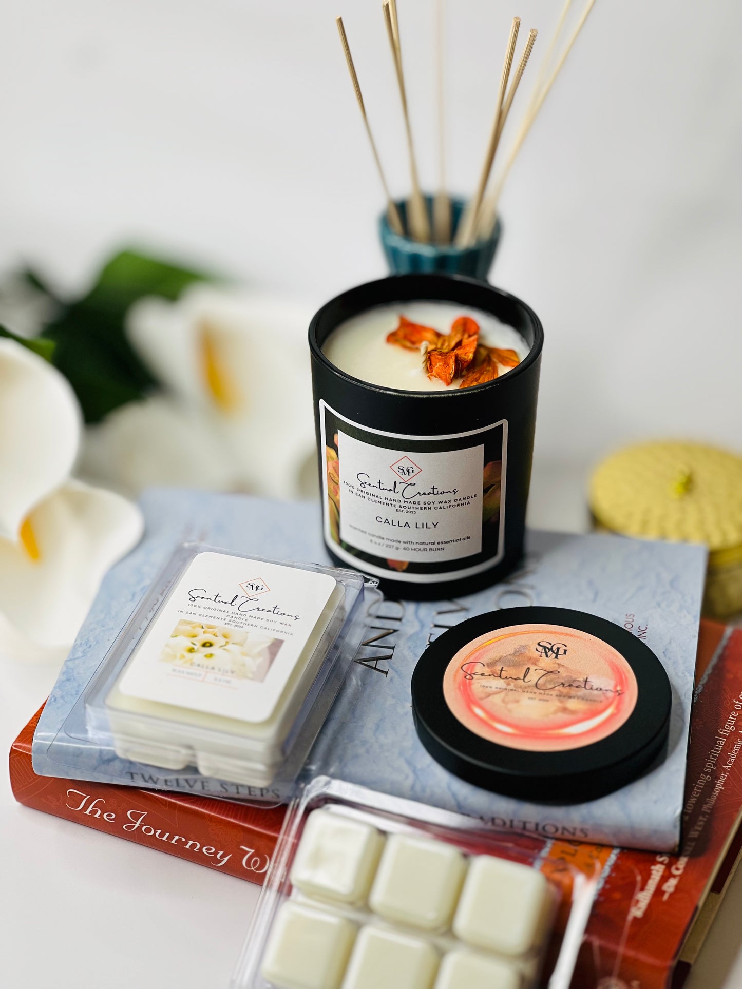 Calla Lily Soy Candle Vegan Candle Natural Soy Wax Candle Toxic Free Candle Aromatherapy Candle Hand Poured Candle