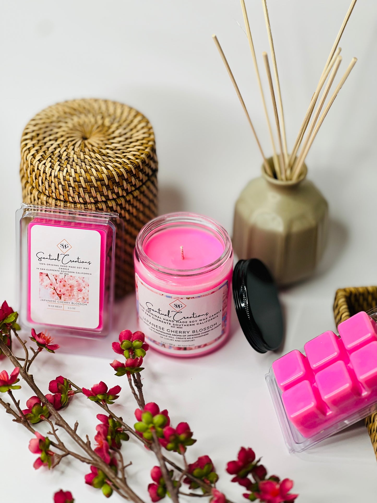 Japanese Cherry Blossom Soy Candle Vegan Candle Natural Soy Wax Candle Toxic Free Candle Aromatherapy Candle Hand Poured Candle