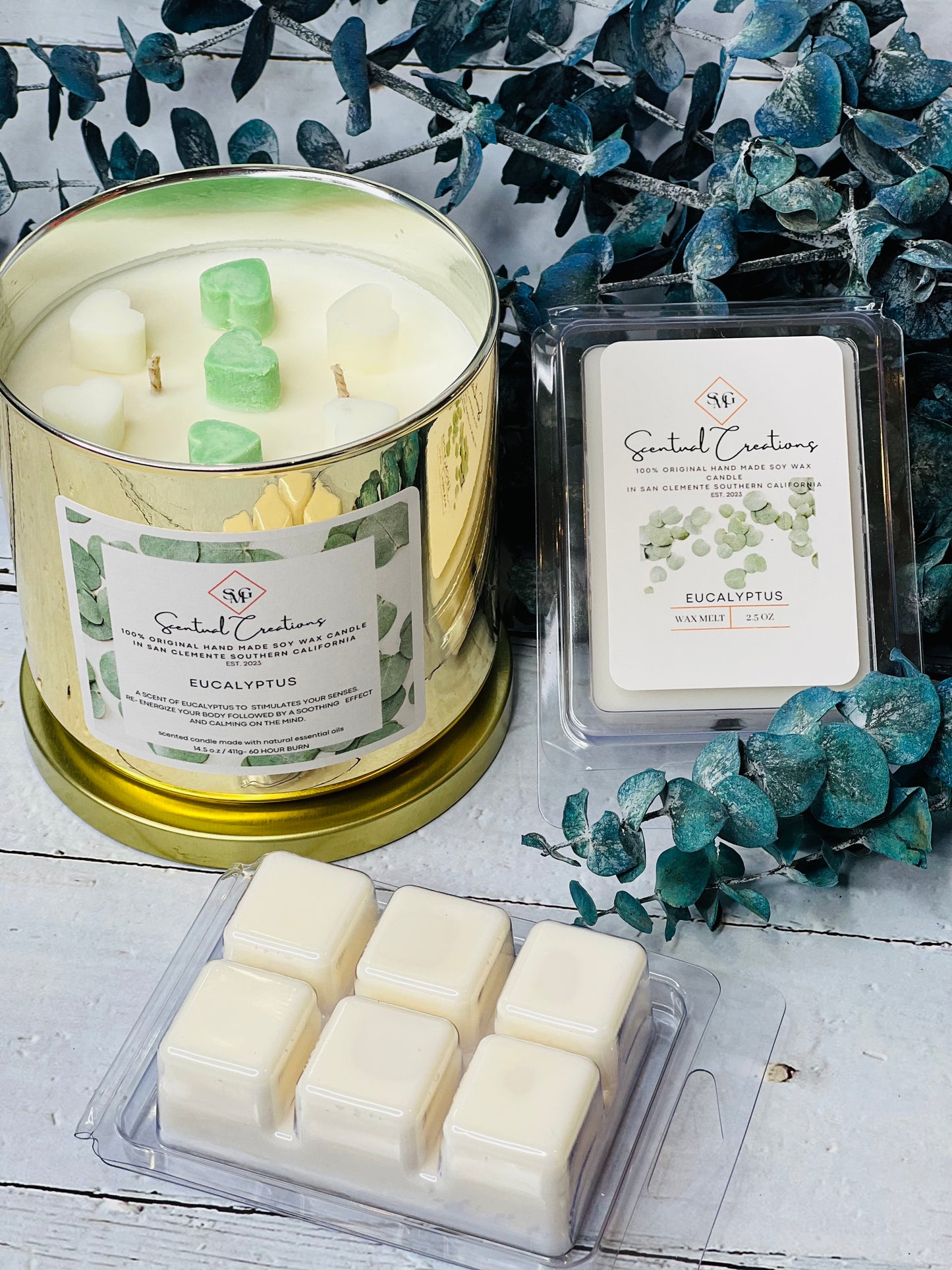 Eucalyptus Soy Candle Vegan Candle Natural Soy Wax Candle Toxic Free Candle Aromatherapy Candle Hand Poured Candle