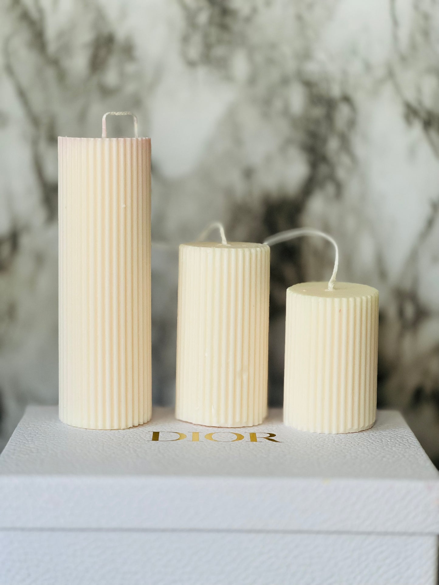 Ribbed Pillar Candle | Natural Soy Wax Candles | Wedding Decor | Home Decor