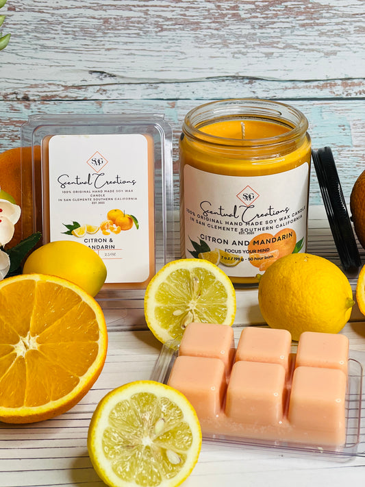 Citron and Mandarin Soy Candle Vegan Candle Natural Soy Wax Candle Toxic Free Candle Aromatherapy Candle Hand Poured Candle