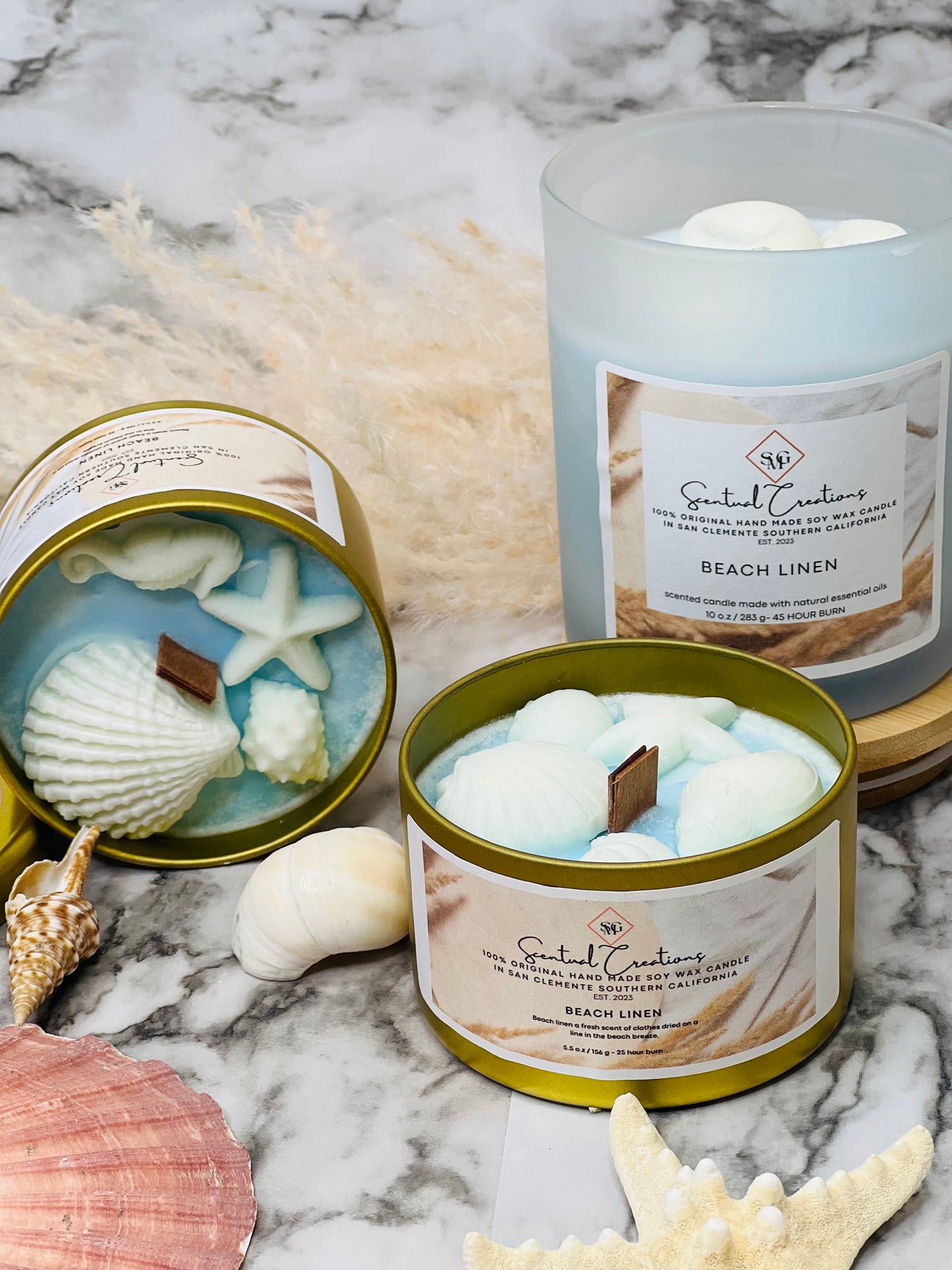 Beach Linen Soy Candle Vegan Candle Natural Soy Wax Candle Toxic Free Candle Aromatherapy Candle Hand Poured Candle