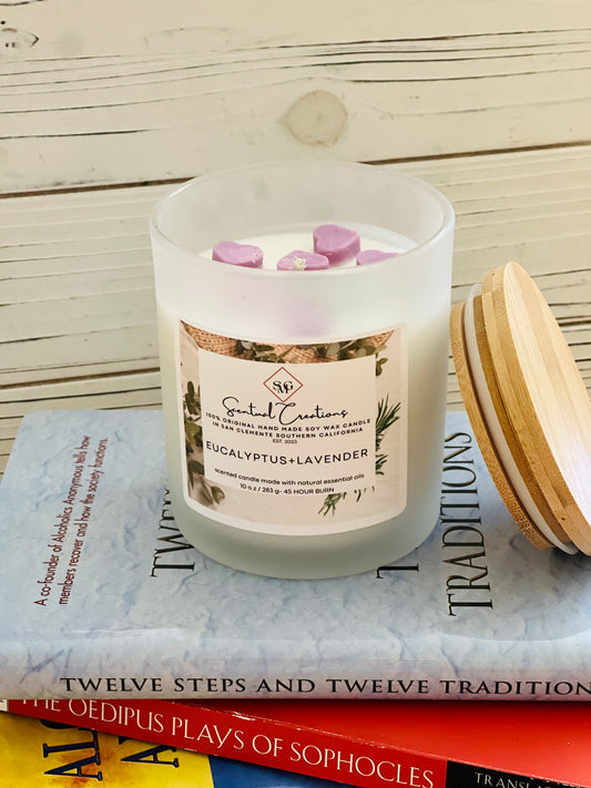 Eucalyptus + Lavender Soy Candle Vegan Candle Natural Soy Wax Candle Toxic Free Candle Aromatherapy Candle Hand Poured Candle