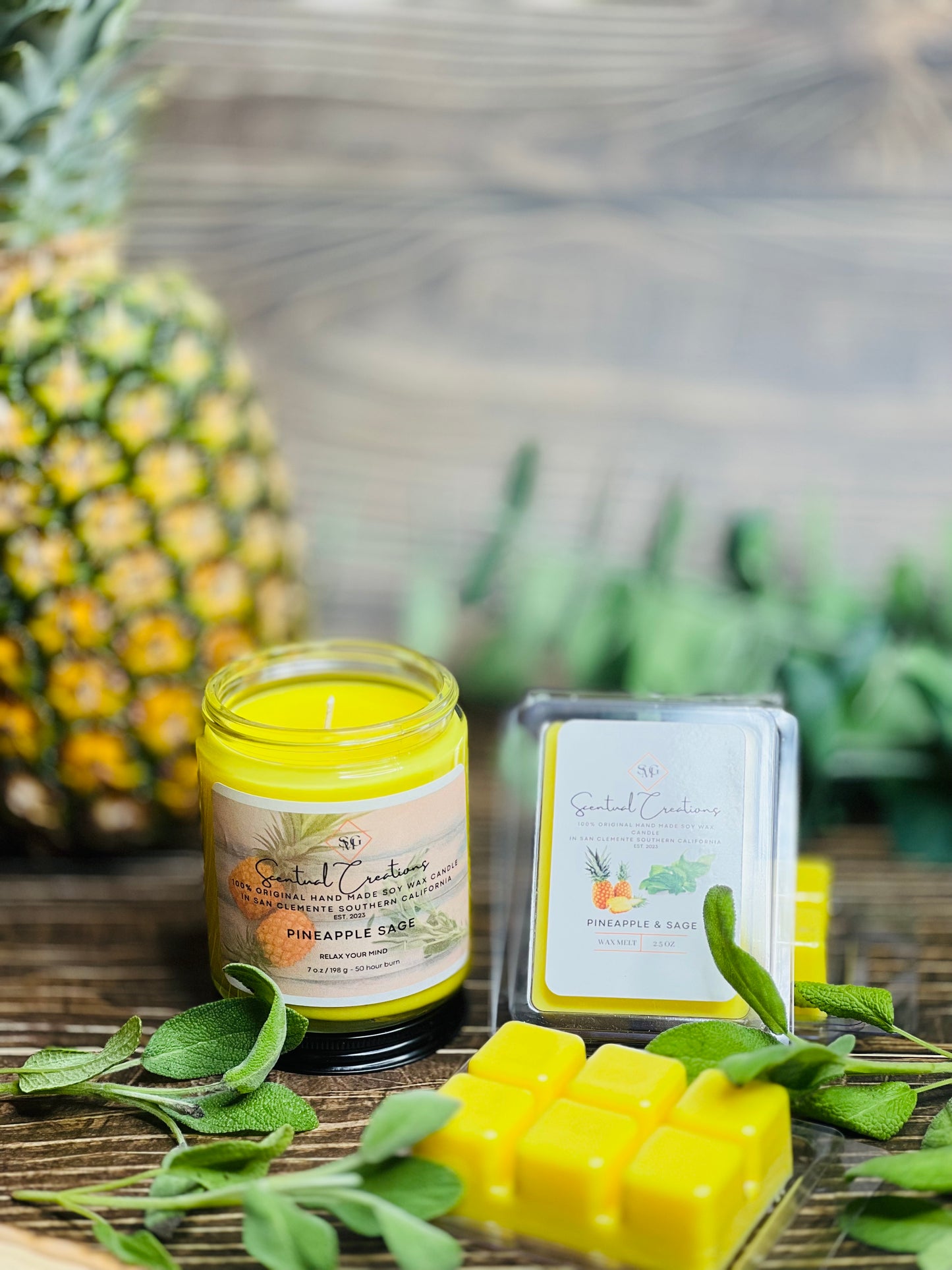 Pineapple Sage Soy Candle Vegan Candle Natural Soy Wax Candle Toxic Free Candle Aromatherapy Candle Hand Poured Candle