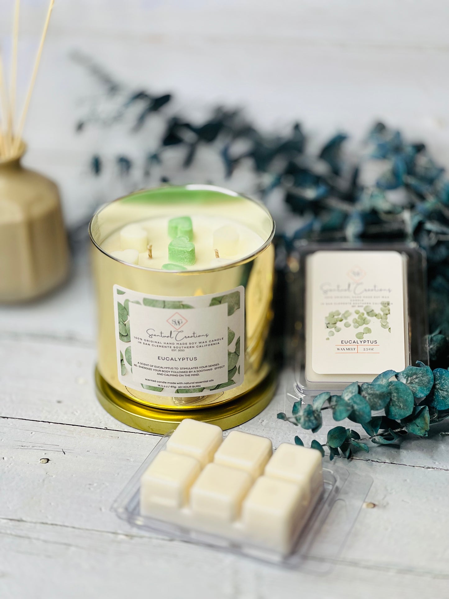 Eucalyptus Soy Candle Vegan Candle Natural Soy Wax Candle Toxic Free Candle Aromatherapy Candle Hand Poured Candle