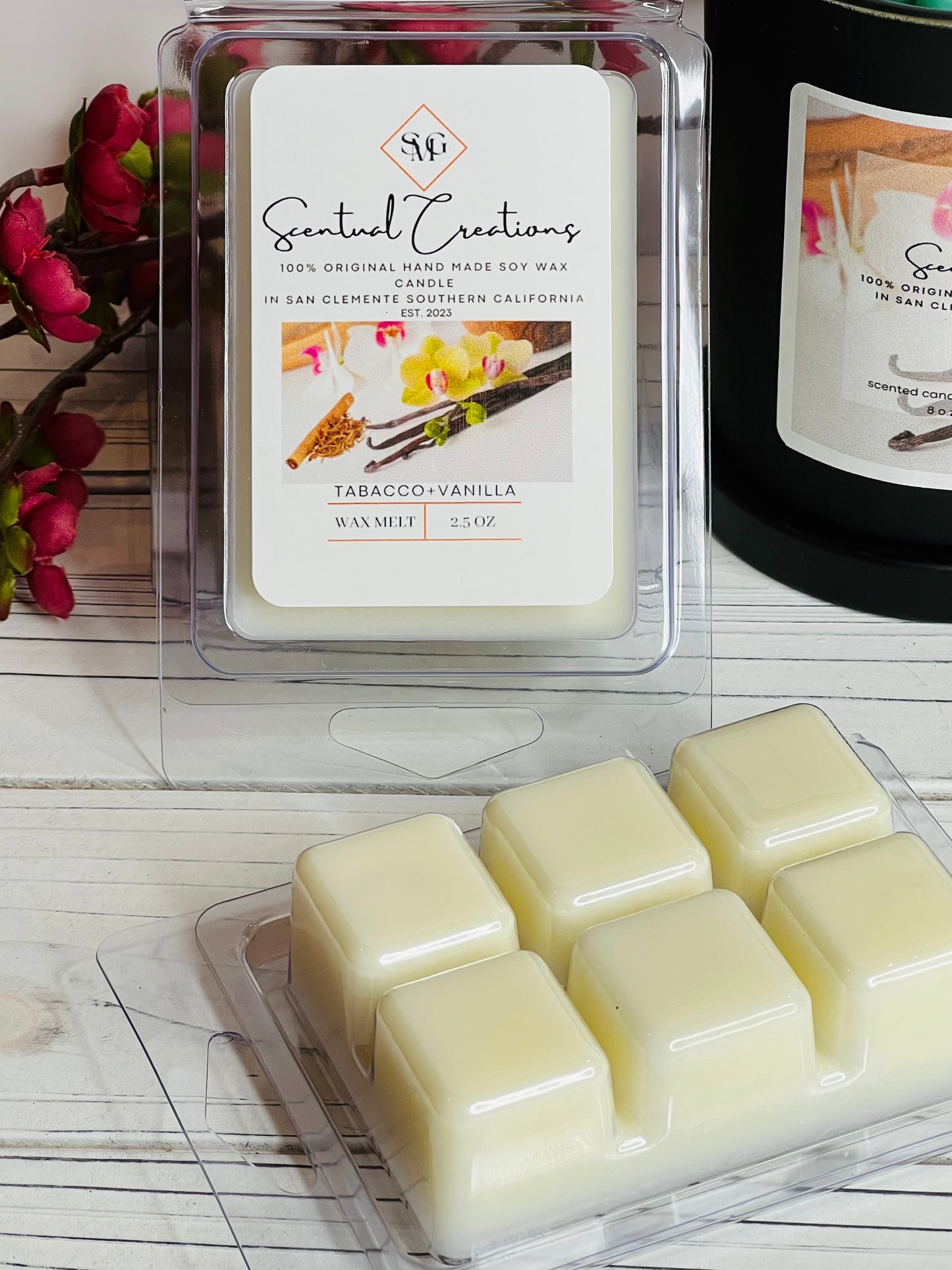 Tobacco + Vanilla Soy Candle Vegan Candle Natural Soy Wax Candle Toxic Free Candle Aromatherapy Candle Hand Poured Candle