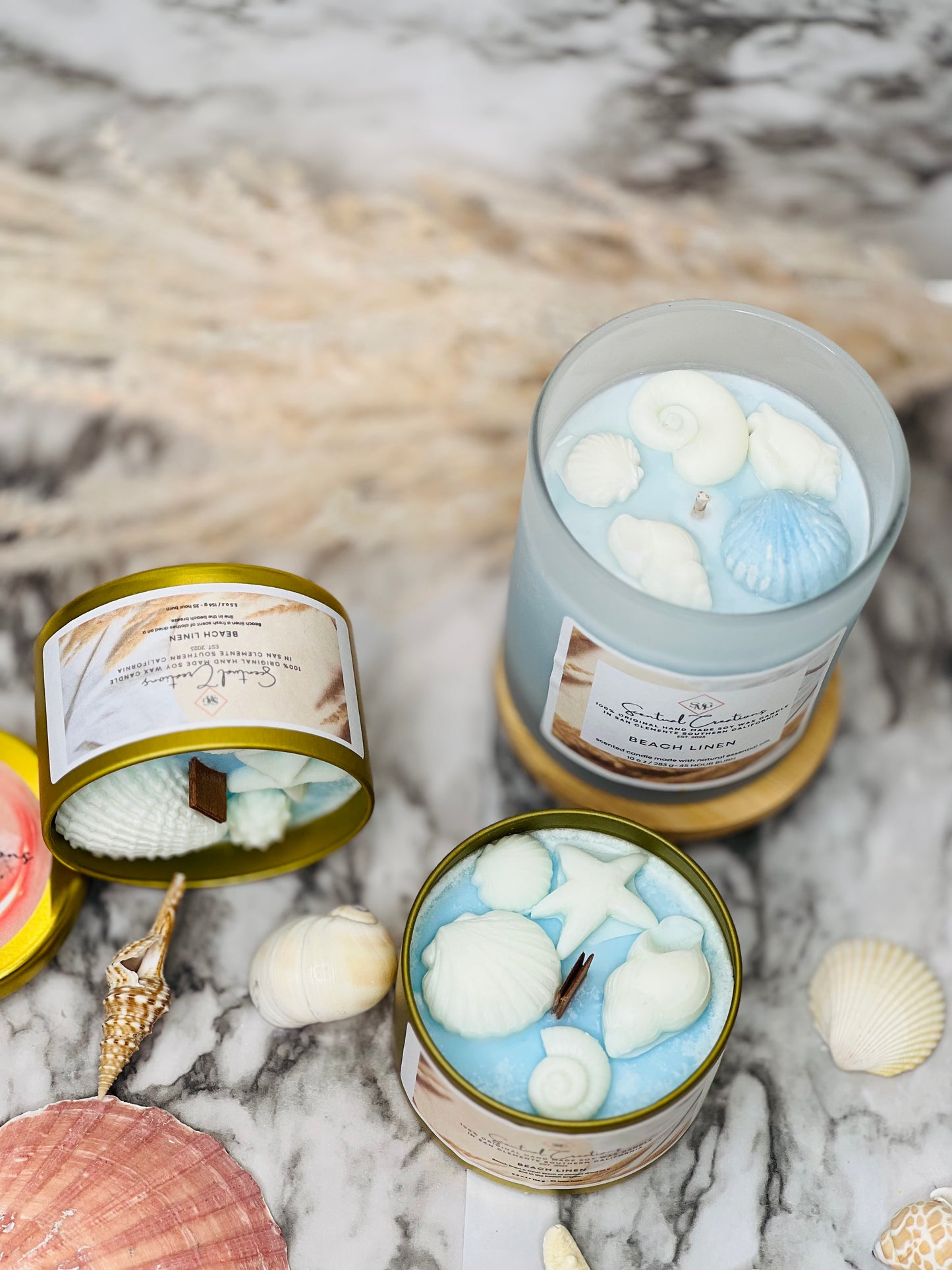 Beach Linen Soy Candle Vegan Candle Natural Soy Wax Candle Toxic Free Candle Aromatherapy Candle Hand Poured Candle