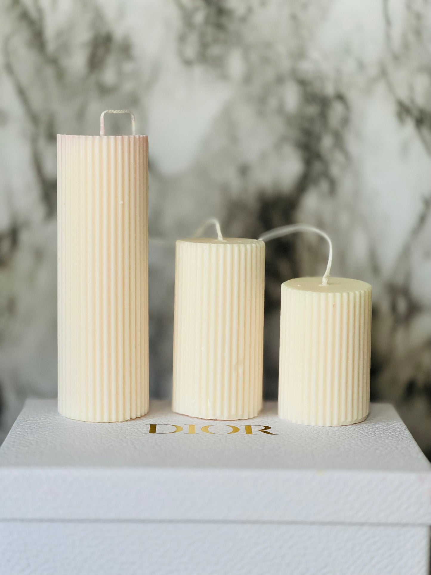 Ribbed Pillar Candle | Natural Soy Wax Candles | Wedding Decor | Home Decor