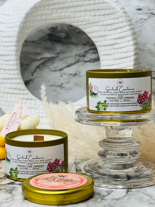 Coconut Lime Verbena Soy Candle Vegan Candle Natural Soy Wax Candle Toxic Free Candle Aromatherapy Candle Hand Poured Candle