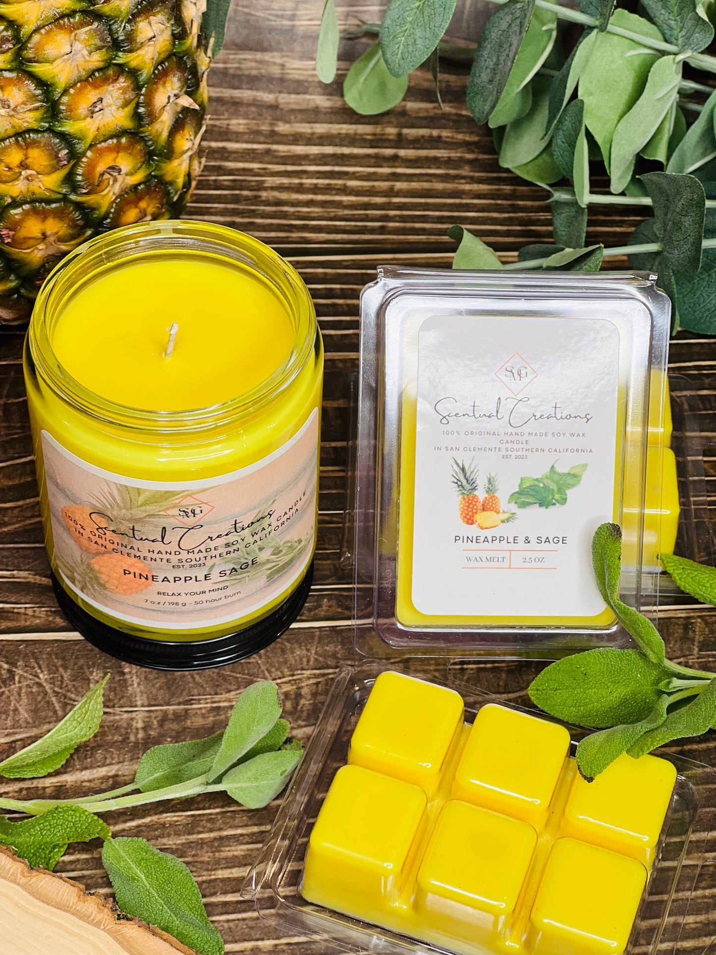 Pineapple Sage Soy Candle Vegan Candle Natural Soy Wax Candle Toxic Free Candle Aromatherapy Candle Hand Poured Candle