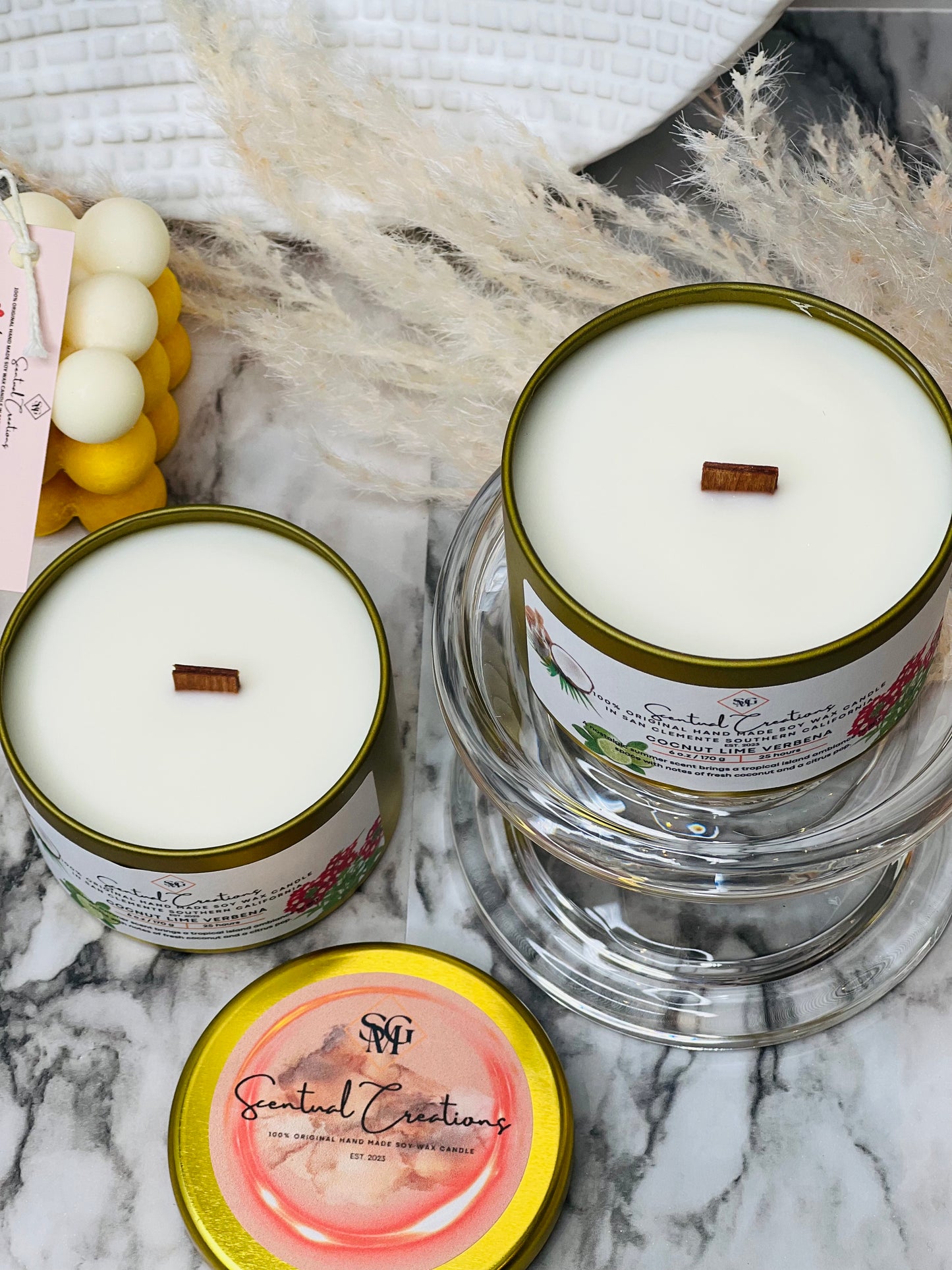Coconut Lime Verbena Soy Candle Vegan Candle Natural Soy Wax Candle Toxic Free Candle Aromatherapy Candle Hand Poured Candle