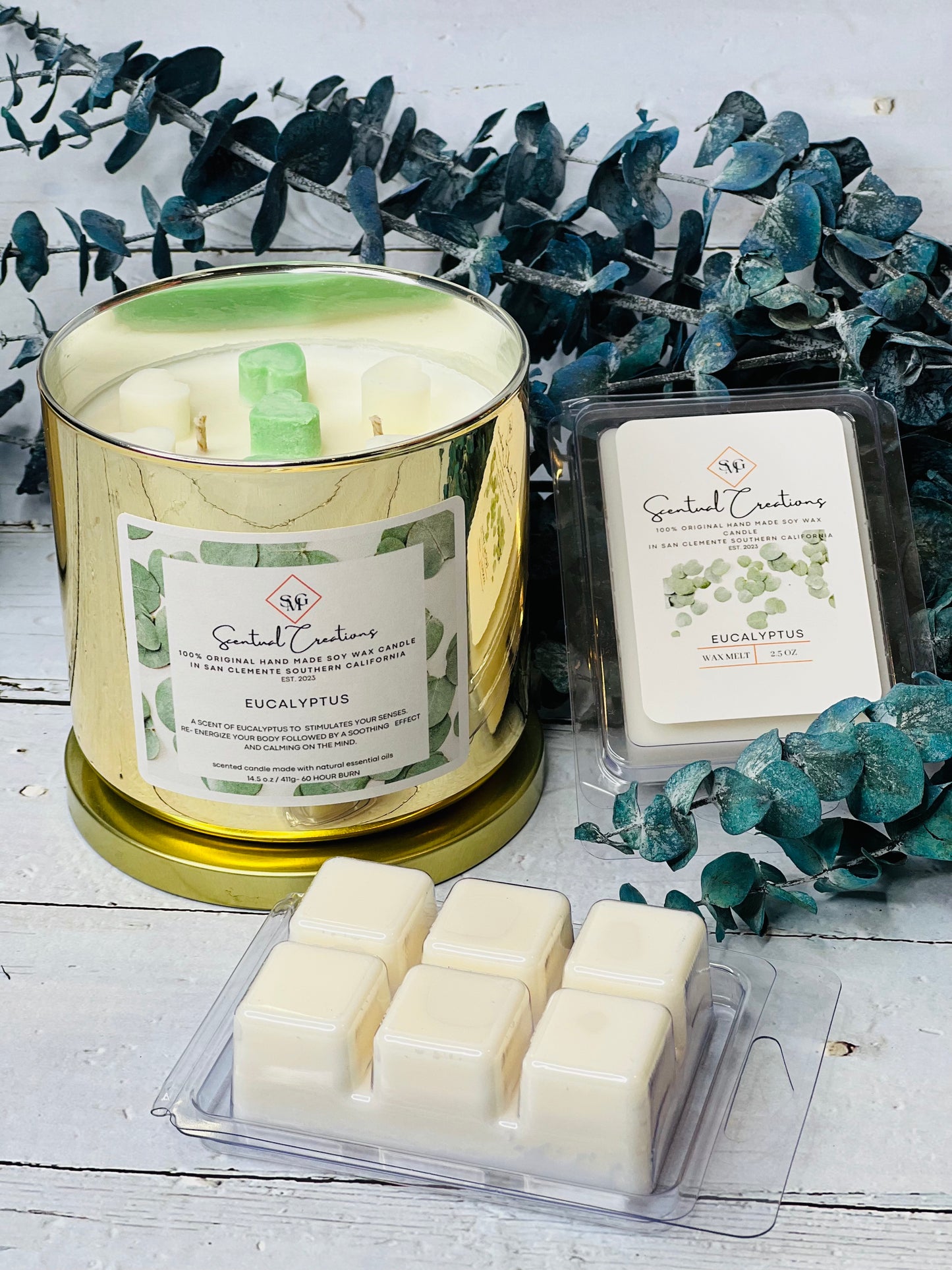 Eucalyptus Soy Candle Vegan Candle Natural Soy Wax Candle Toxic Free Candle Aromatherapy Candle Hand Poured Candle