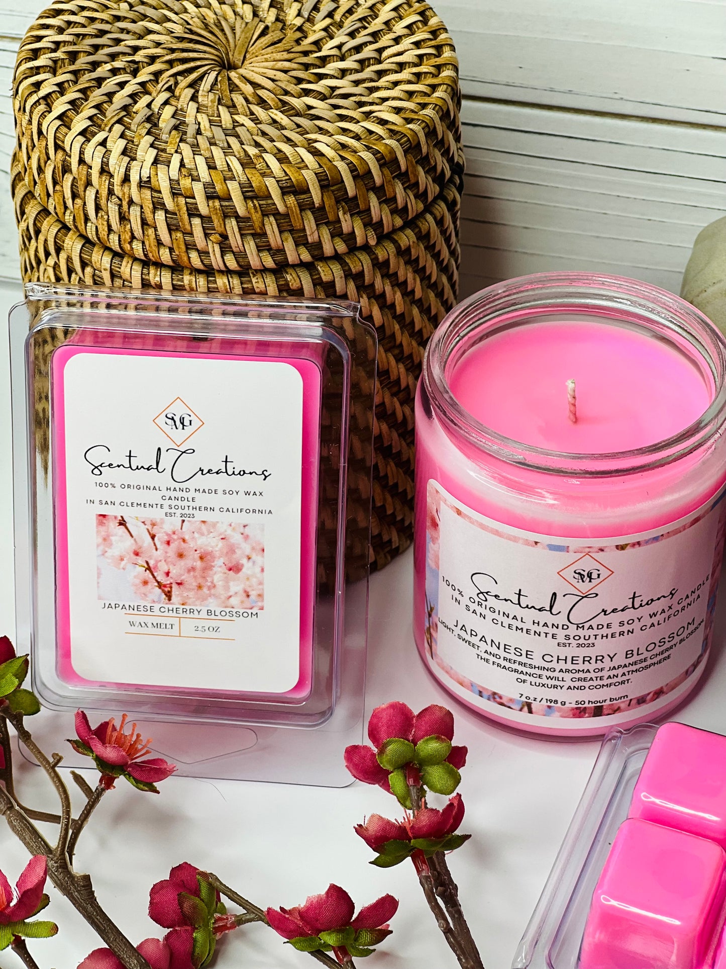 Japanese Cherry Blossom Soy Candle Vegan Candle Natural Soy Wax Candle Toxic Free Candle Aromatherapy Candle Hand Poured Candle