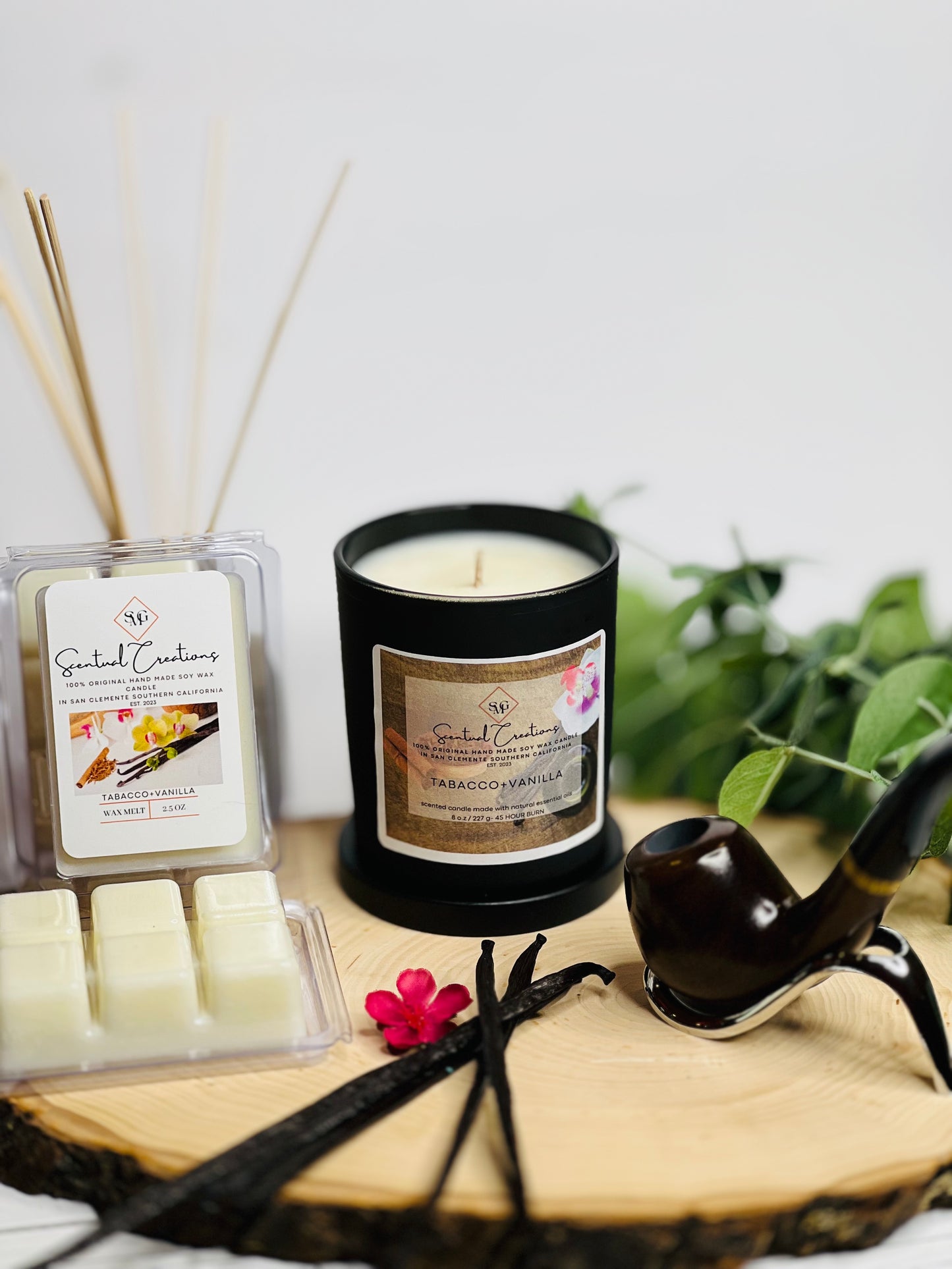 Tobacco + Vanilla Soy Candle Vegan Candle Natural Soy Wax Candle Toxic Free Candle Aromatherapy Candle Hand Poured Candle