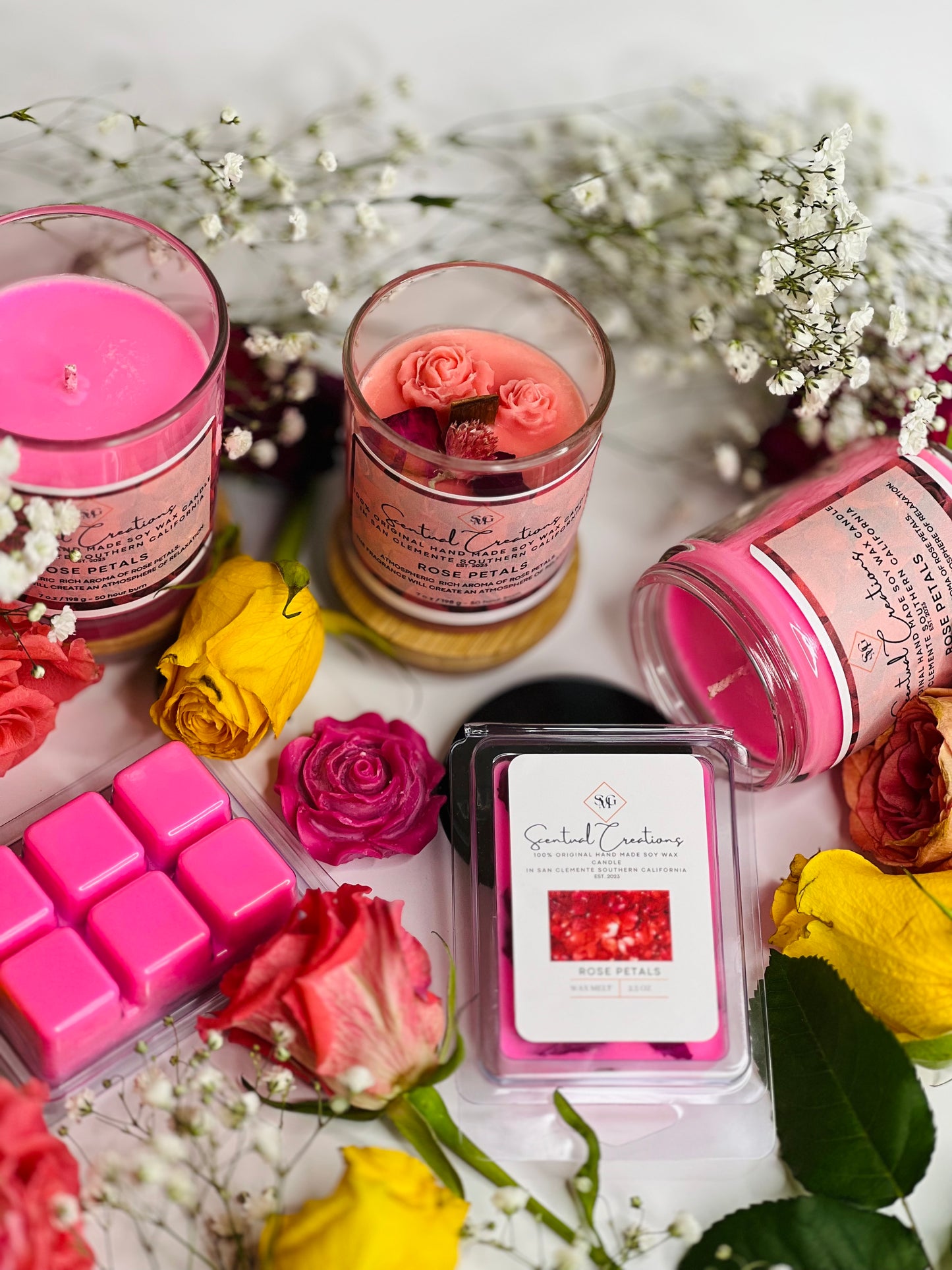 Rose Petals Soy Candle Vegan Candle Natural Soy Wax Candle Toxic Free Candle Aromatherapy Candle Hand Poured Candle