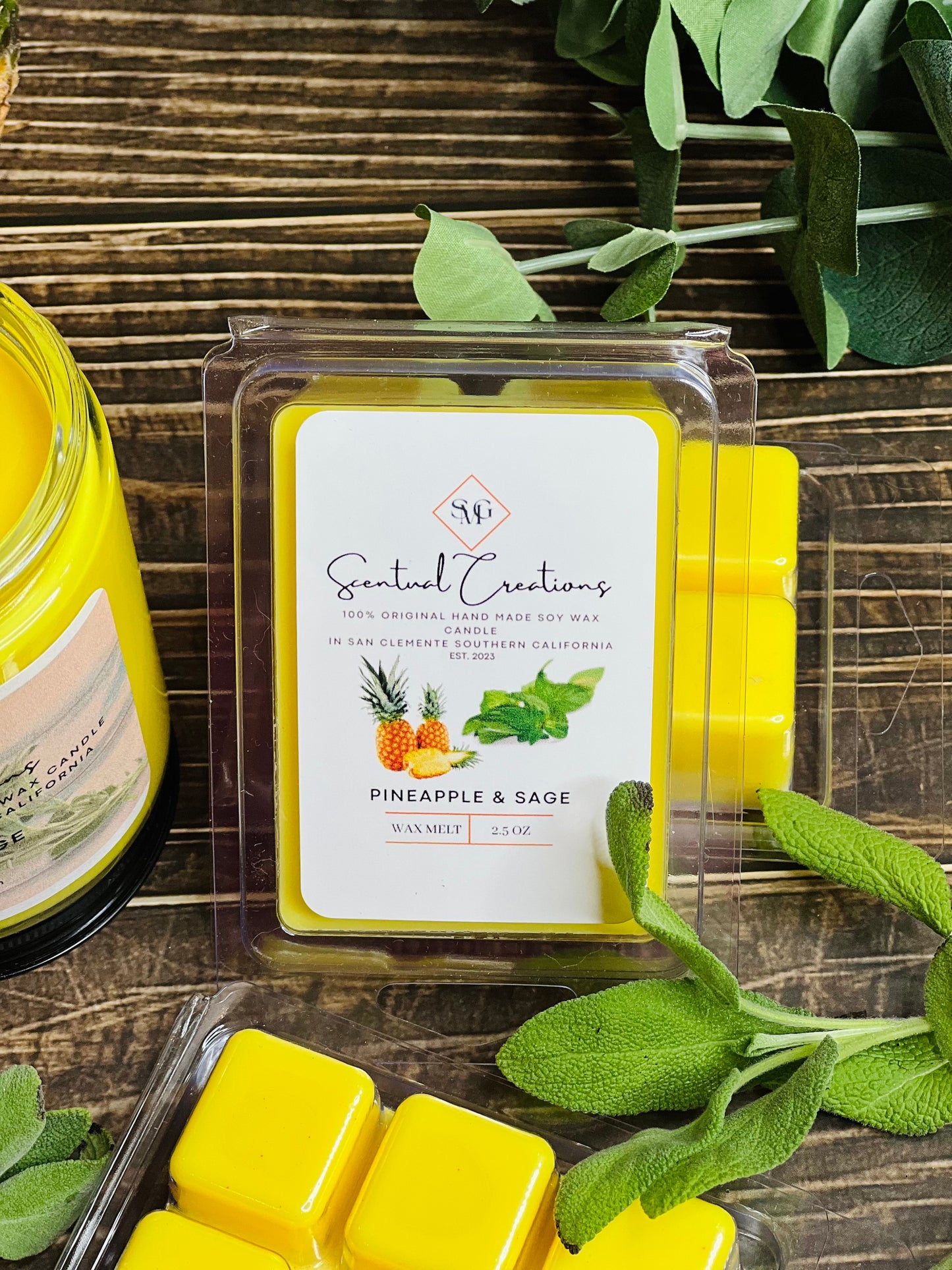 Pineapple Sage Soy Candle Vegan Candle Natural Soy Wax Candle Toxic Free Candle Aromatherapy Candle Hand Poured Candle