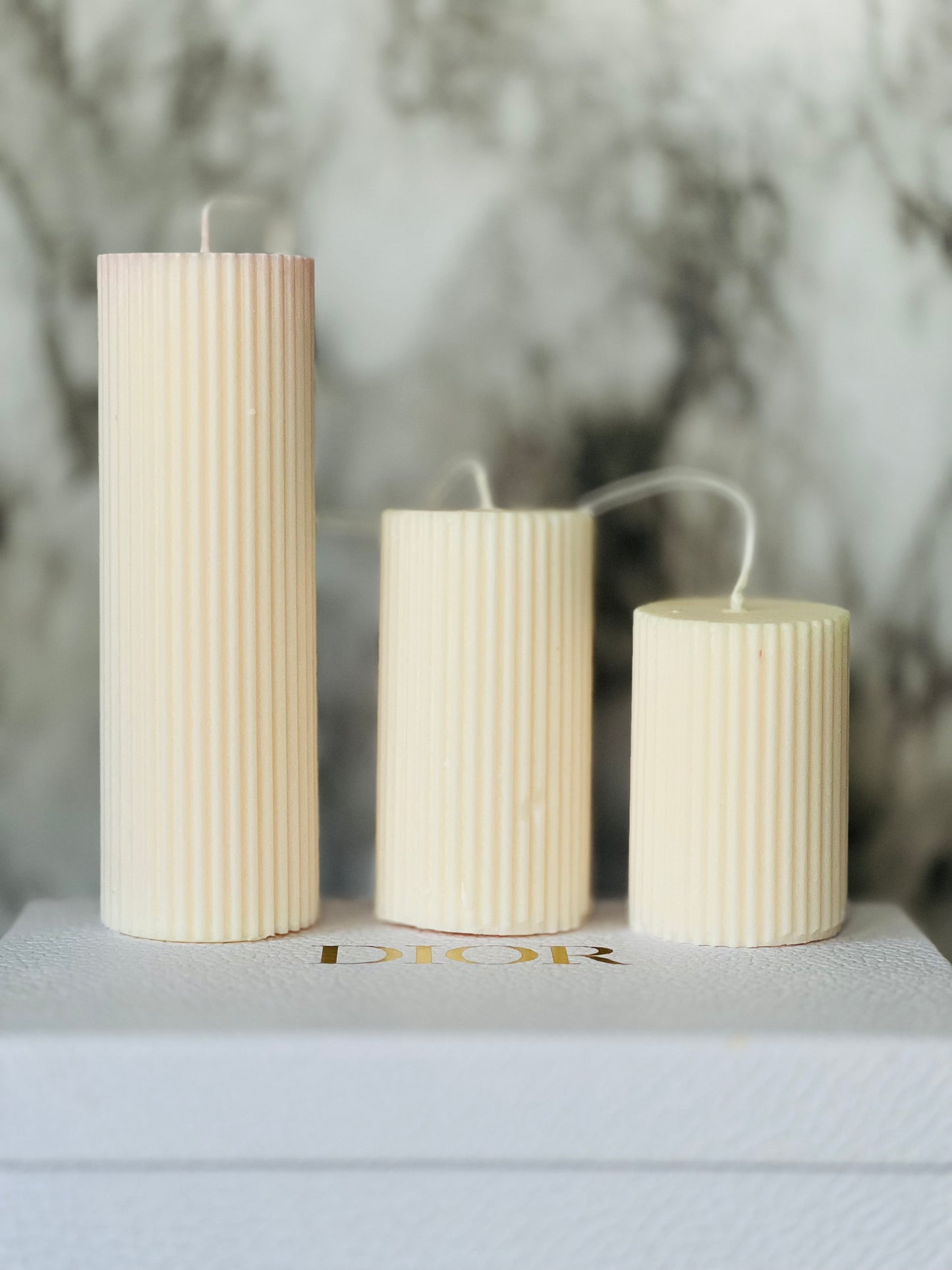 Ribbed Pillar Candle | Natural Soy Wax Candles | Wedding Decor | Home Decor